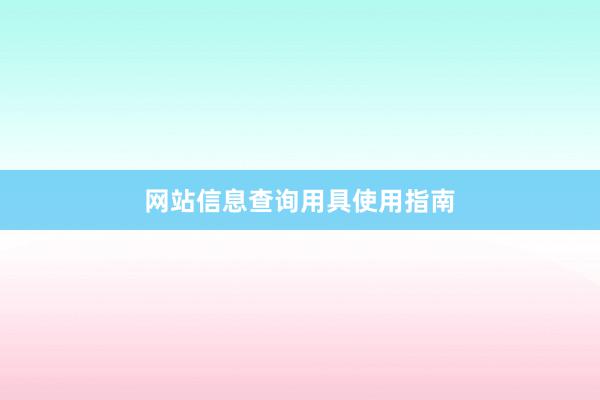 网站信息查询用具使用指南